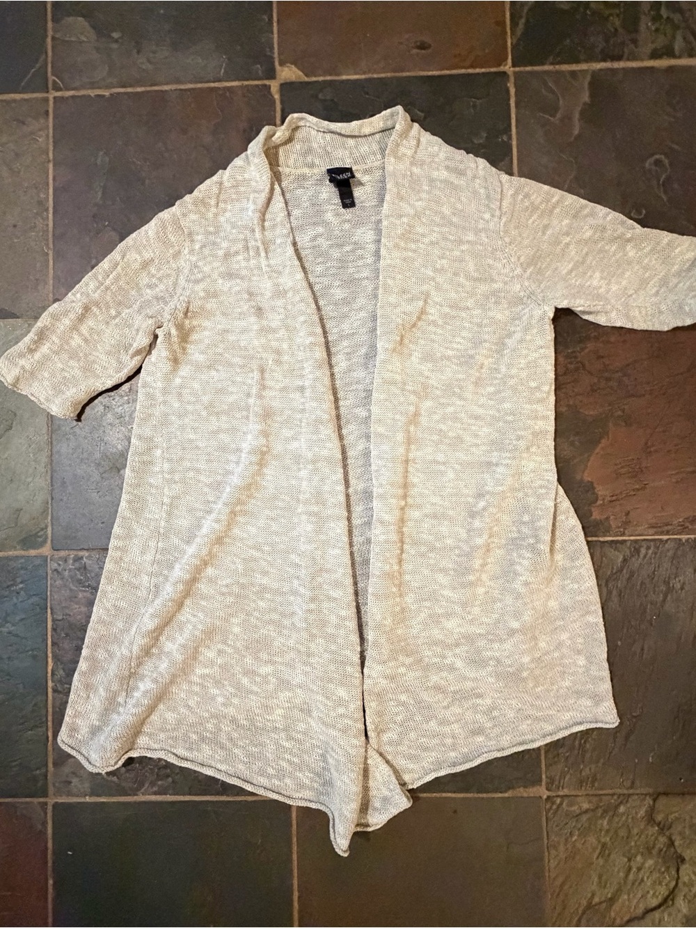 Eileen Fisher Beige Linen Blend Long Cardigan - L